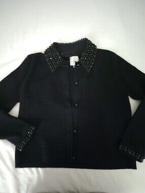 NWT Sioni Black Embellished Sweater Jacket - Size M